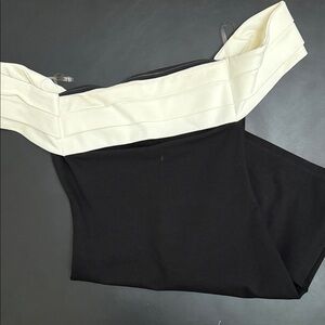 Off-Shoulder Black and Cream Crop Top